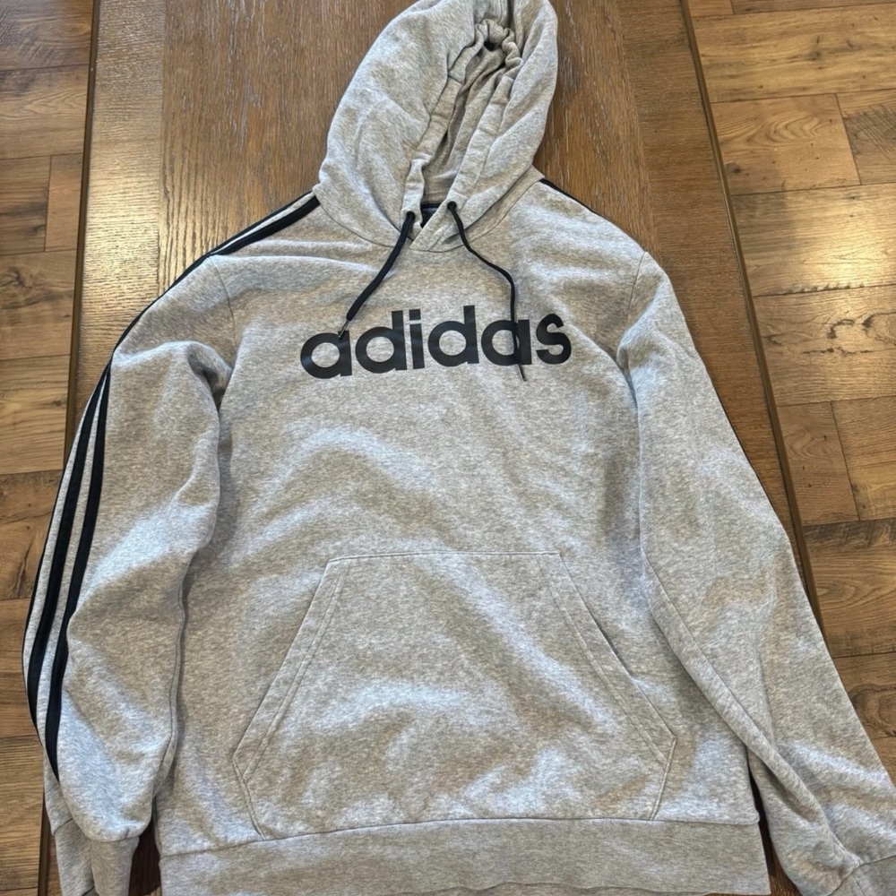 Adidas Gray Hoodie with Black Accents